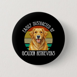 Easily Distracted By Golden Retrievers 6 Cm Round Badge