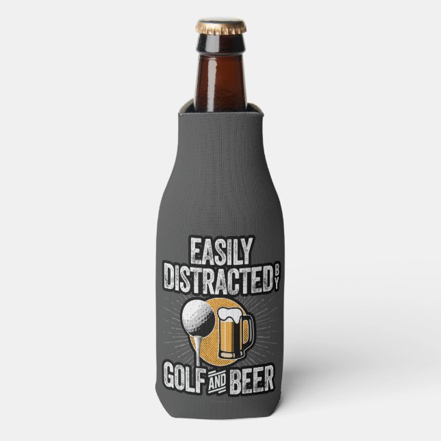 Easily Distracted by Golf and Beer Bottle Cooler (Bottle Front)