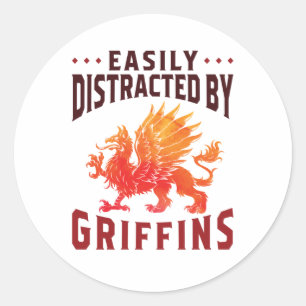 Easily Distracted by Griffins Cool Fantasy Lover Classic Round Sticker