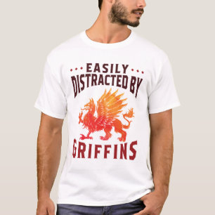 Easily Distracted by Griffins Cool Fantasy Lover T-Shirt