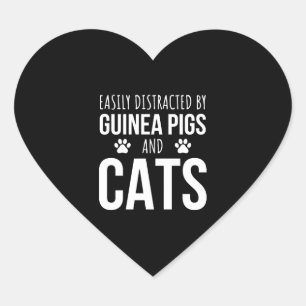 Easily Distracted By Guinea Pigs And Cats Heart Sticker