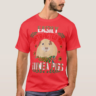 Easily Distracted By Guinea Pigs Leopard Sunflower T-Shirt