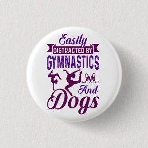 Easily Distracted By Gymnastics and Dogs 3 Cm Round Badge