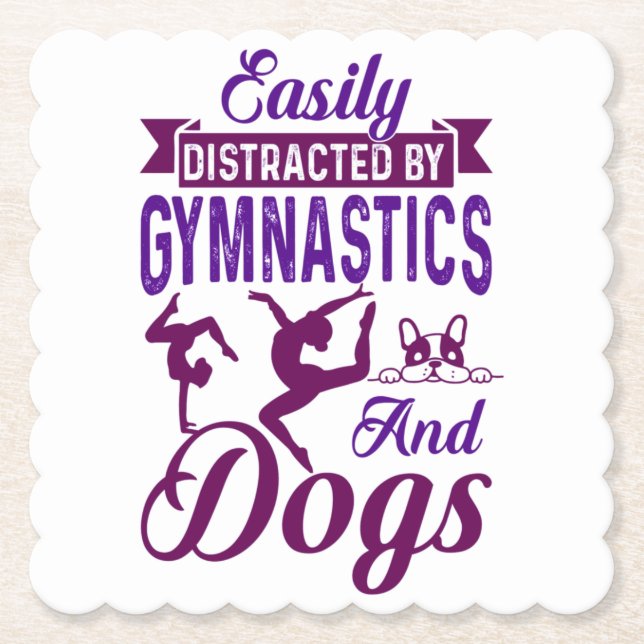 Easily Distracted By Gymnastics and Dogs Paper Coaster (Front)