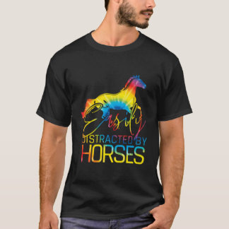 Easily Distracted By Horse Western Cow Girl Horse T-Shirt
