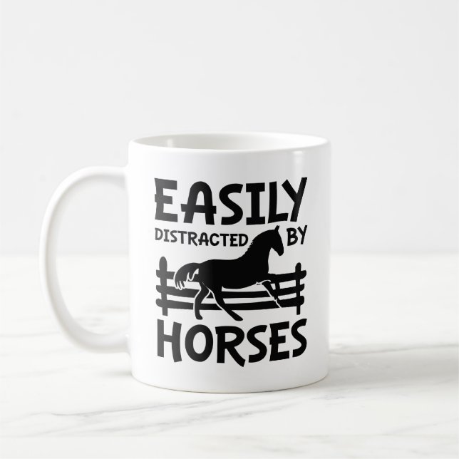 Easily Distracted By Horses Coffee Mug (Left)