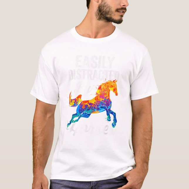  Easily Distracted By Horses Gifts For Horse Lover T-Shirt (Front)