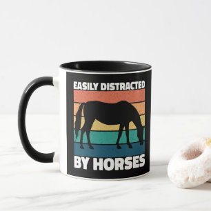 Easily Distracted By Horses Lovers Cute Pony Funny Mug