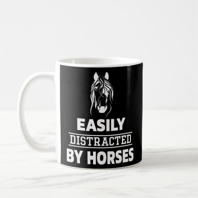 Easily Distracted By Horses Riding Lover Funny Coffee Mug (Left)