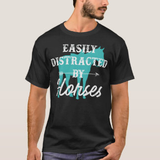 Easily Distracted By Horsesurquoise Western Hors f T-Shirt