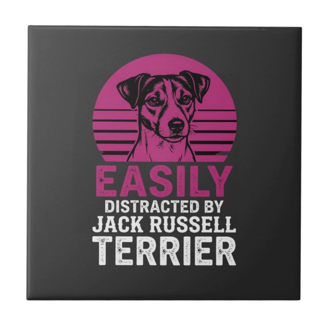Easily Distracted By Jack Russell Terrier Ceramic Tile (Front)