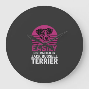 Easily Distracted By Jack Russell Terrier Large Clock