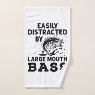 Easily Distracted by Large Mouth Bass Fisherman Hand Towel