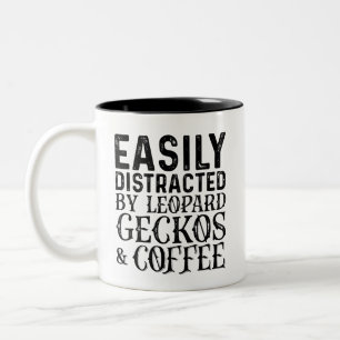 Easily Distracted By Leopard Geckos And Coffee Two-Tone Coffee Mug