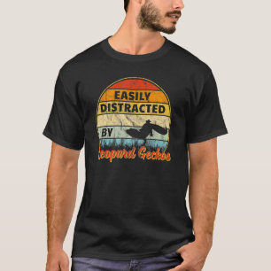 Easily Distracted By Leopard Geckos Retro Sunset W T-Shirt