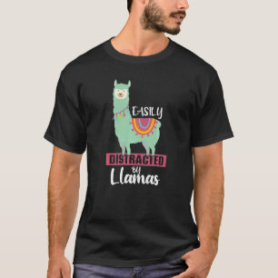 Easily Distracted By Llamas Cute Animal For Men W T-Shirt