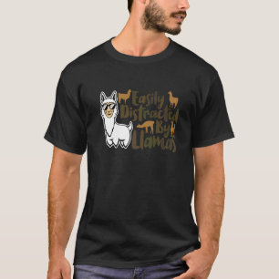 Easily Distracted By Llamas Cute Animal For Men W T-Shirt