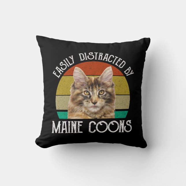 Easily Distracted By Maine Coons Cushion (Front)