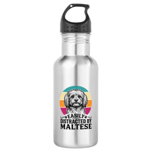 Easily Distracted By Maltese Vintage Dog Design_1 532 Ml Water Bottle