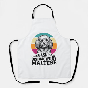 Easily Distracted By Maltese Vintage Dog Design_1 Apron