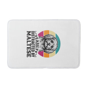 Easily Distracted By Maltese Vintage Dog Design_1 Bath Mat