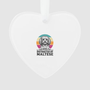 Easily Distracted By Maltese Vintage Dog Design_1 Ornament