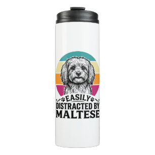 Easily Distracted By Maltese Vintage Dog Design_1 Thermal Tumbler