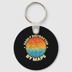 Easily Distracted By Maps Geography Teacher Geogra Key Ring