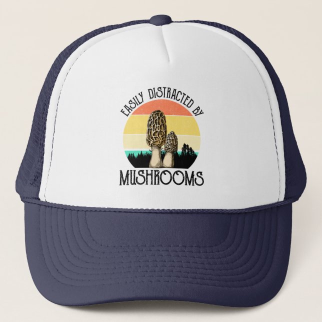 Easily Distracted By Mushrooms (Morel) Trucker Hat (Front)