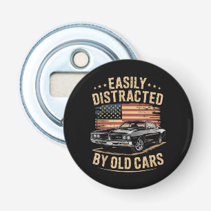 Easily Distracted by Old Cars Classic Car Guy Funn Bottle Opener