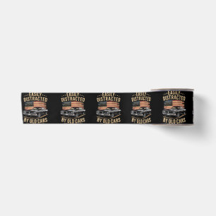 Easily Distracted by Old Cars Classic Car Guy Funn Satin Ribbon