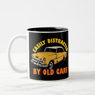 Easily Distracted By Old Cars Two-Tone Coffee Mug