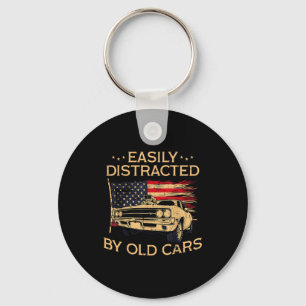 Easily distracted by old flag vintage patriotic me key ring