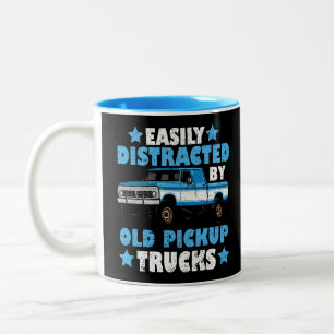 Easily Distracted By Old Pickup Trucks Two-Tone Coffee Mug