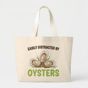 Easily Distracted By Oysters Lover Distraction Large Tote Bag