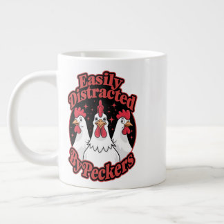 Easily Distracted by Peckers Large Coffee Mug