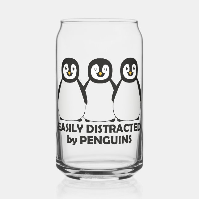 Easily Distracted by Penguins Can Glass (Front)