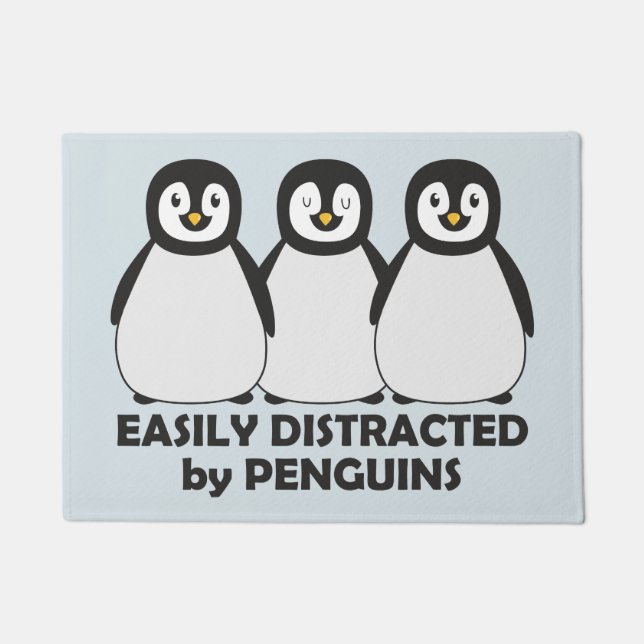 Easily Distracted by Penguins Doormat (Front)
