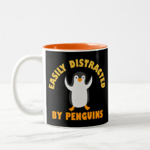 Easily Distracted By Penguins Two-Tone Coffee Mug