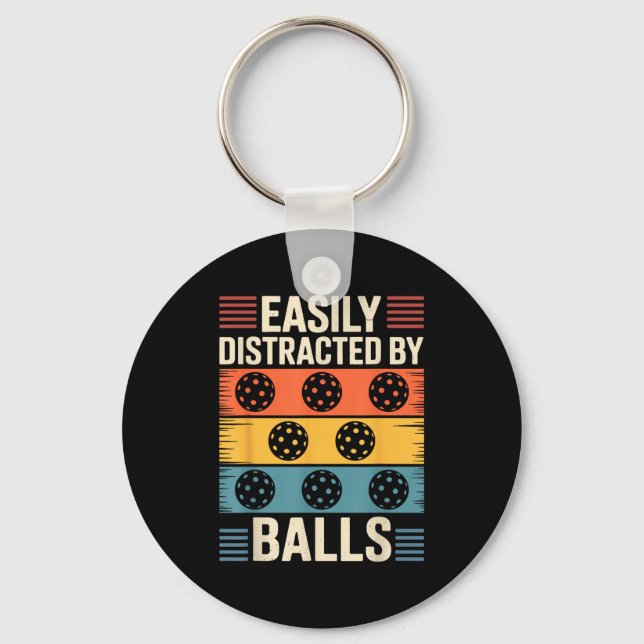 Easily distracted by pickleball  key ring (Front)
