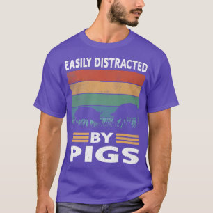 Easily Distracted By Pigs Funny Farm Pig Premium T-Shirt