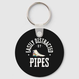 Easily Distracted By Pipes - Skateboarding Weekend Key Ring