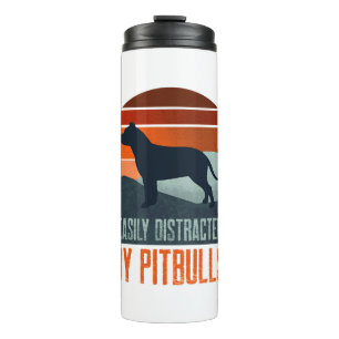 Easily Distracted By Pitbulls Dog Walking Thermal Tumbler