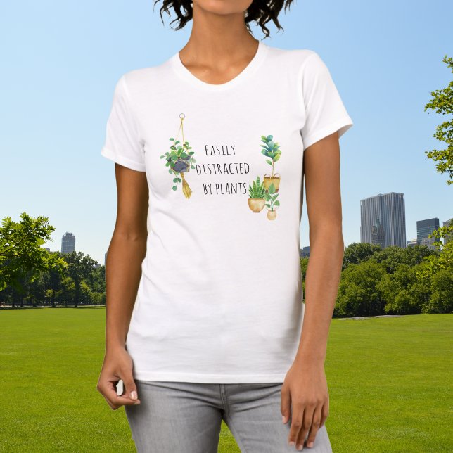 Easily Distracted by Plants Boho Watercolor Plants T-Shirt (Creator Uploaded)