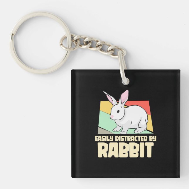 Easily Distracted By Rabbit Key Ring (Front)