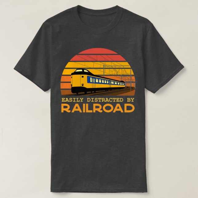 Easily Distracted By Railroad T-Shirt (Design Front)