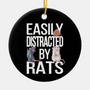 Easily Distracted By Rats Rat Mum Rat Dad Funny Ra Ceramic Ornament
