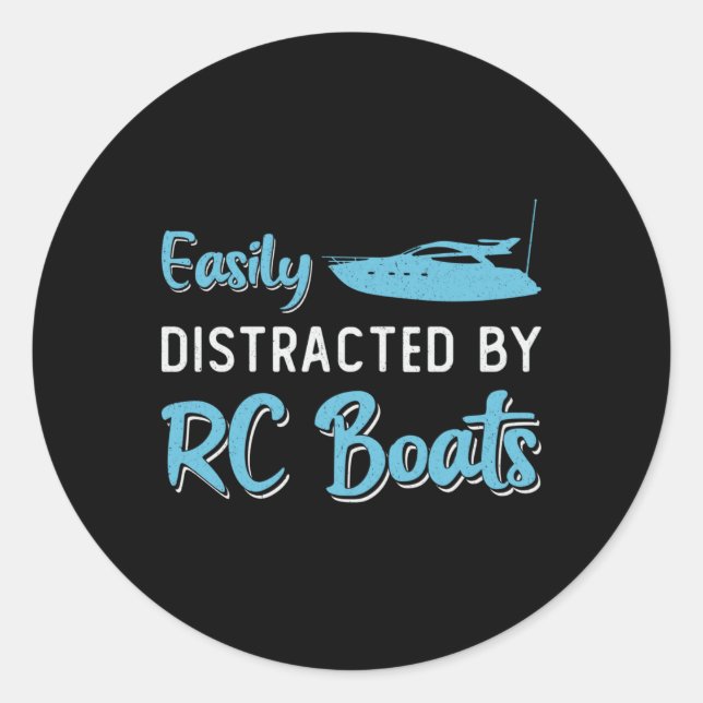 Easily Distracted By RC Boats Model Funny RC Boat Classic Round Sticker (Front)