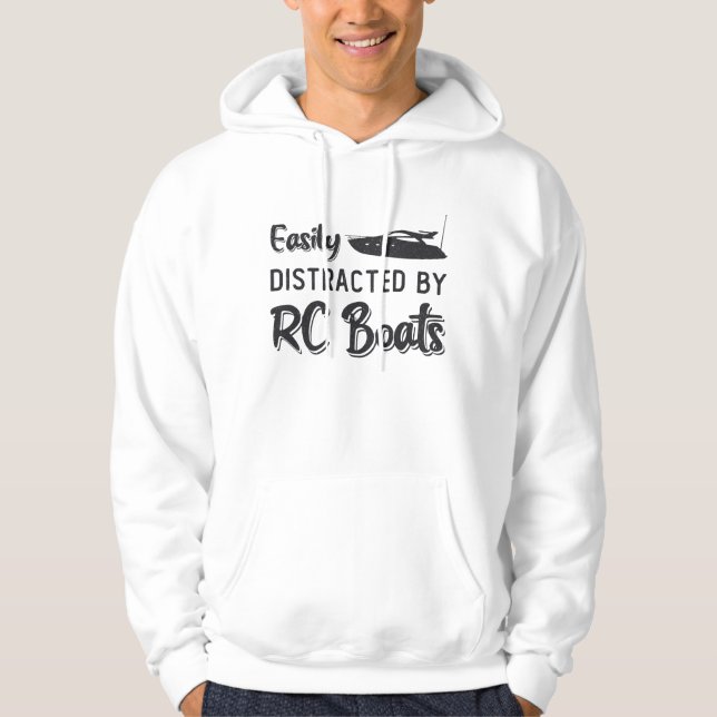 Easily Distracted By RC Boats Model Radio RC Boat Hoodie (Front)