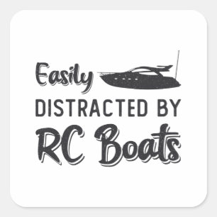 Easily Distracted By RC Boats Model Radio RC Boat Square Sticker